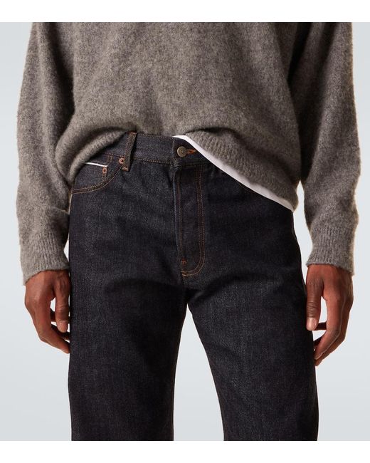 Thom Sweeney Blue Mid-Rise Straight Jeans for men