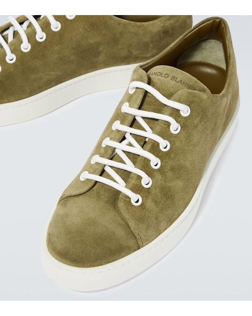 Manolo Blahnik Green Semanado Suede Sneakers for men