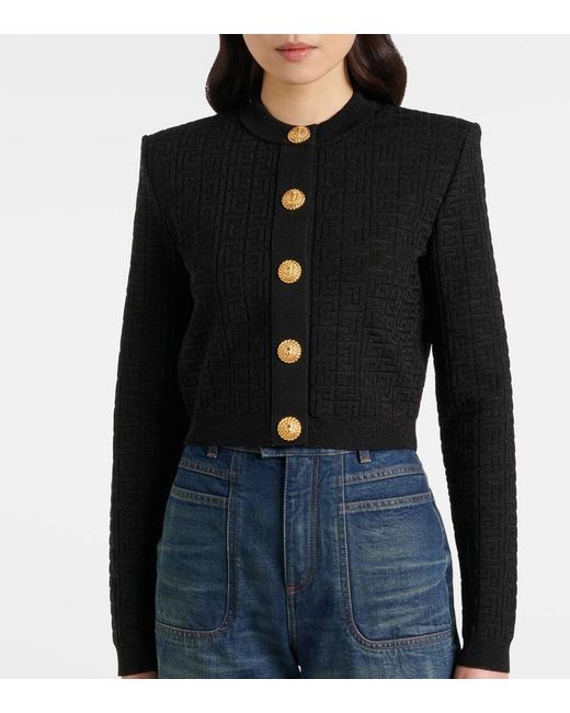Balmain Black Cardigan Pb Labyrinth Aus Lame