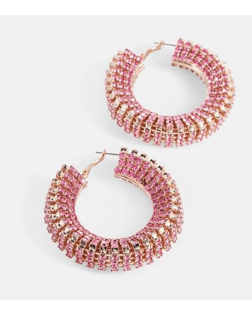 Magda Butrym Pink Crystal-Embellished Hoop Earrings