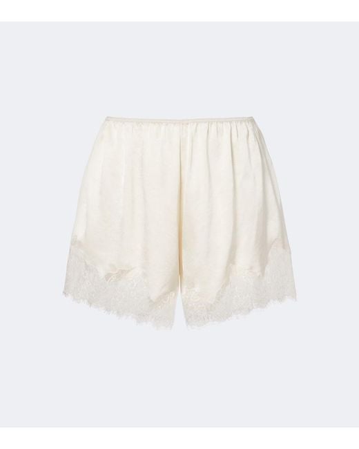 Citizens of Humanity White Lace-Trimmed Satin Shorts