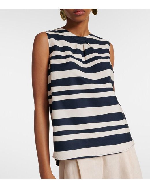 Max Mara Blue Haway Striped Cotton Top
