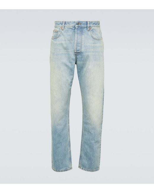 Valentino Blue Cropped Straight Jeans for men