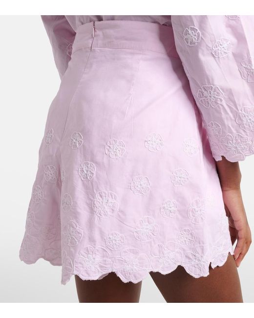 Juliet Dunn Pink Embroidered Cotton Poplin Shorts