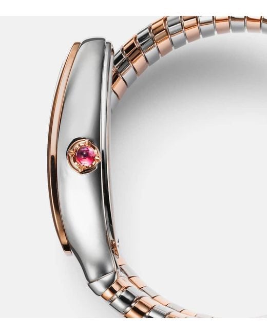 BVLGARI Metallic Uhr Serpenti Tubogas Mit 18Kt Rosegold Und Rubellit