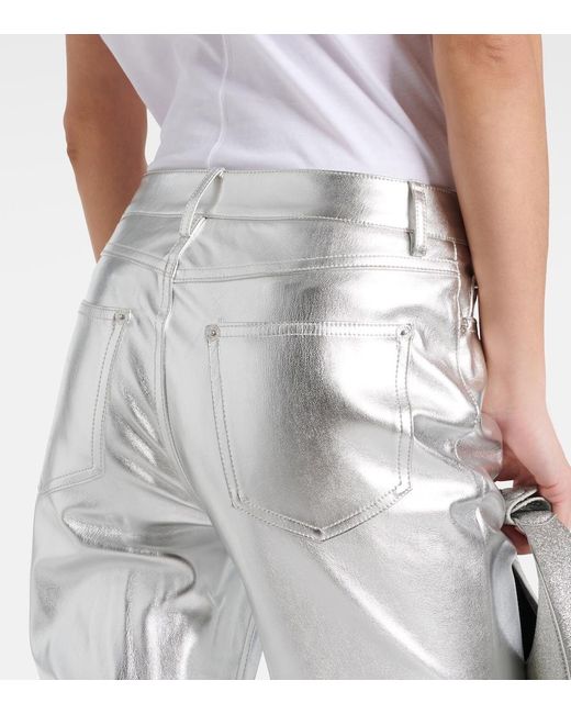 Staud White Chisel Faux Leather Straight-Leg Pants