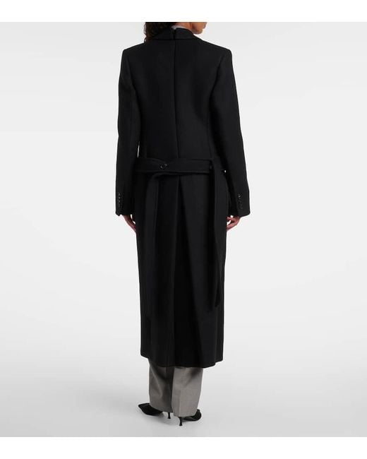 Victoria Beckham Black Single-Breasted Wool-Blend Coat