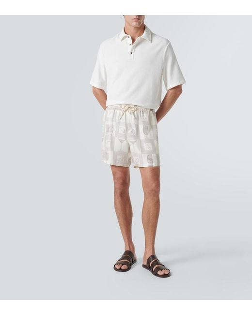 Loro Piana White Murano Cotton And Silk Velour Polo Shirt for men