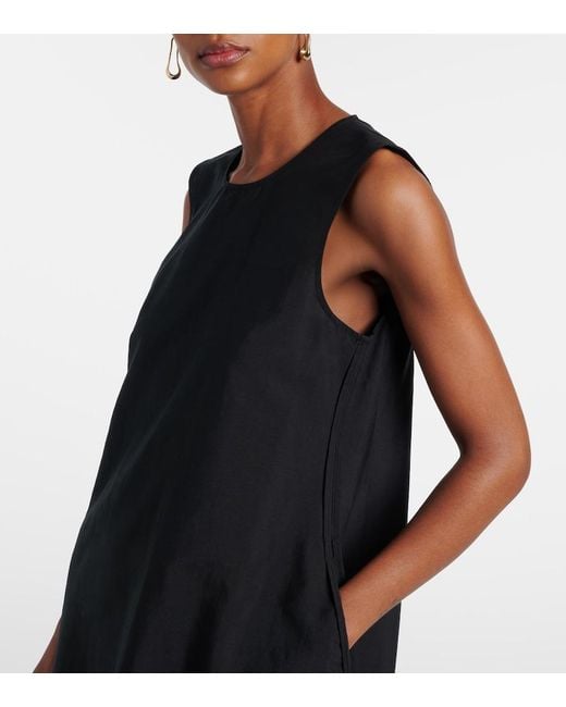 Rohe Black Linen And Silk-Blend Midi Dress