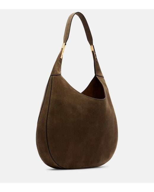 SAVETTE Brown Florence Medium Suede Shoulder Bag