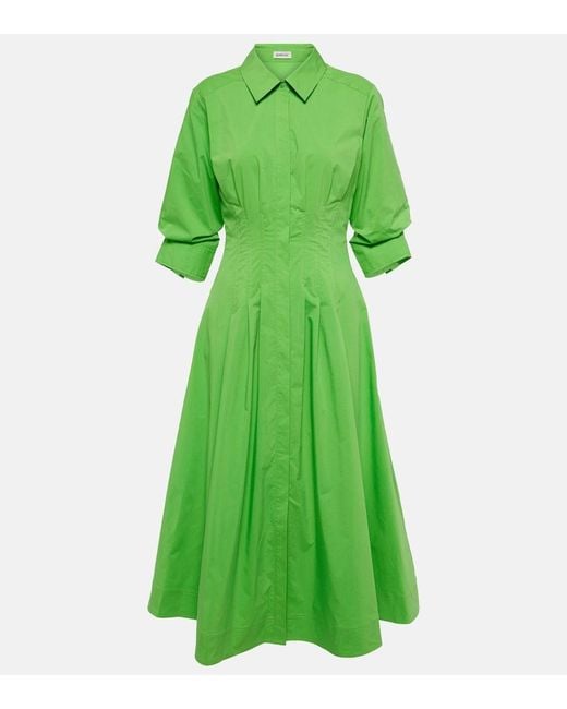 Jonathan Simkhai Green Jazz Cotton-Blend Poplin Midi Shirt Dress