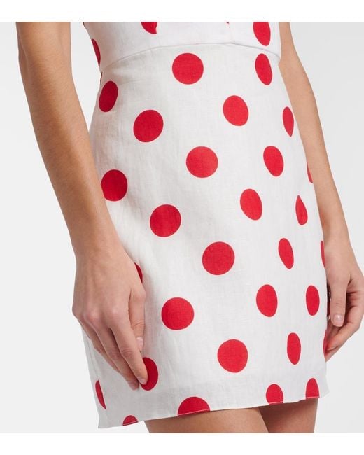 Cala De La Cruz Red Veneta Polka-Dot Halterneck Linen Minidress