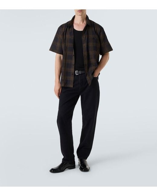 Saint Laurent Black Cotton Tartan Shirt for men