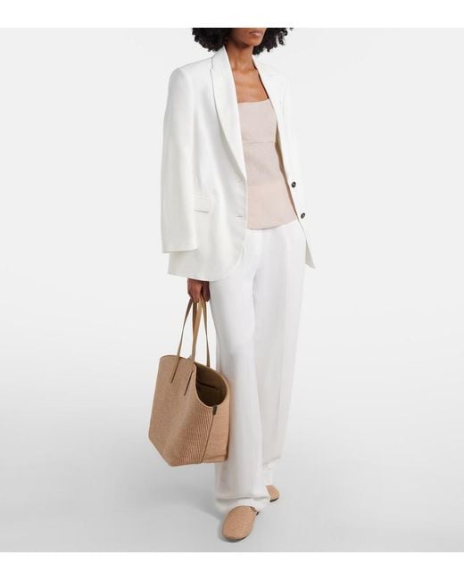 Brunello Cucinelli Natural Monili Linen Top