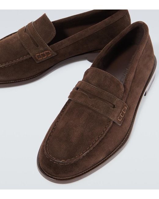 Manolo Blahnik Brown Perry Suede Penny Loafers for men