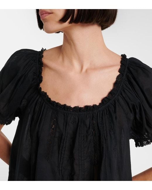 Doen Black Frederica Cotton Voile Top