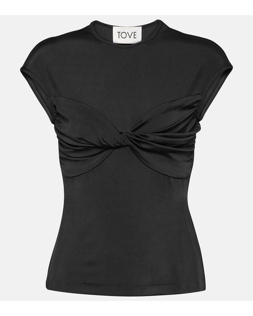 TOVE Black Paola Twist-Detail Jersey Top