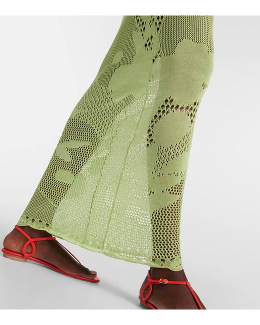 Roberta Einer Green Natalie Halterneck Cotton-blend Maxi Dress