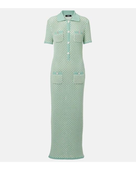 Versace Green Maxikleid Aus Haekelstrick