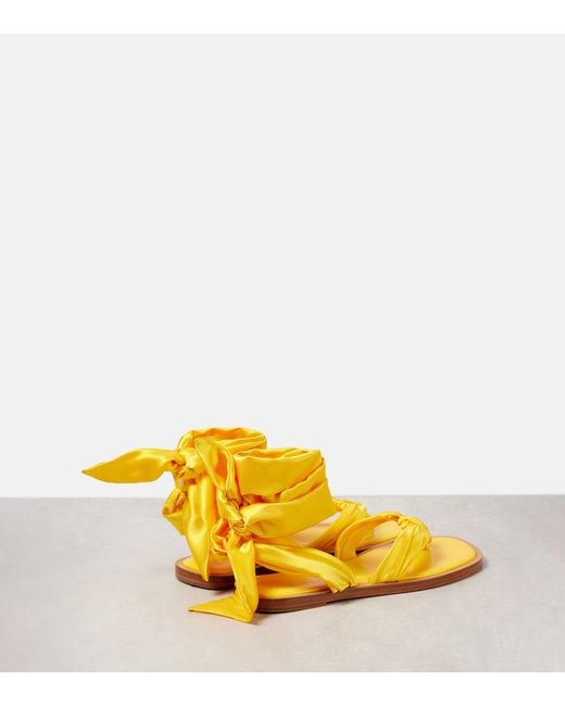Christian Louboutin Yellow Nilo Du Desert Crepe Satin Thong Sandals