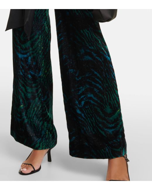Diane von Furstenberg Blue Vegas Tiger-print Velvet Jumpsuit