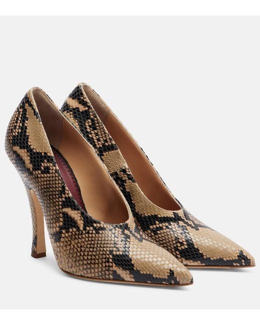Magda Butrym Brown 115 Snake-Effect Leather Pumps