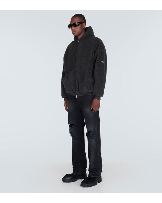 Balenciaga Black Oversized Fleece Hoodie for men