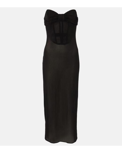 Magda Butrym Black Satin Midi Dress