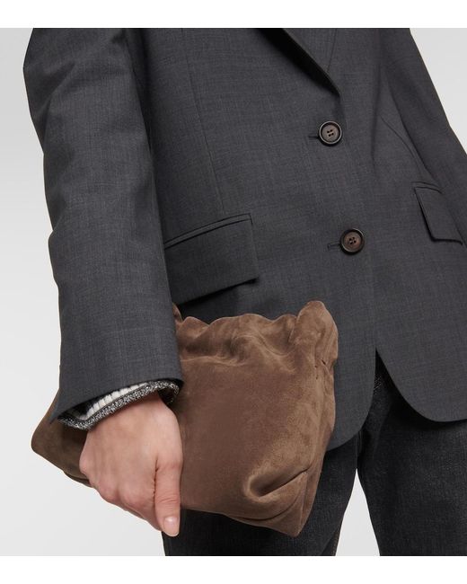 Brunello Cucinelli Green Oversized Wool-Blend Blazer