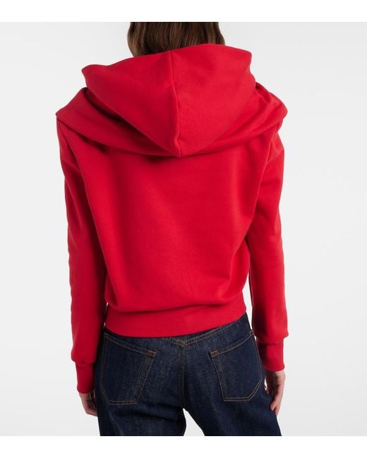Magda Butrym Red Scarf-Detail Cotton-Blend Hoodie