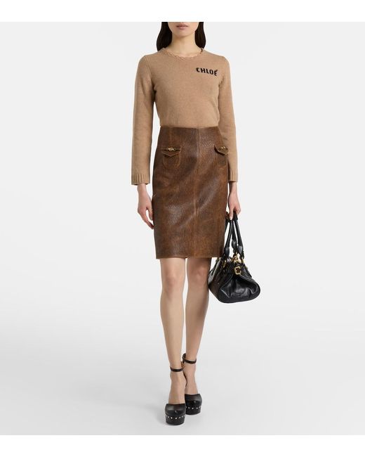 Chloé Brown Leather Miniskirt