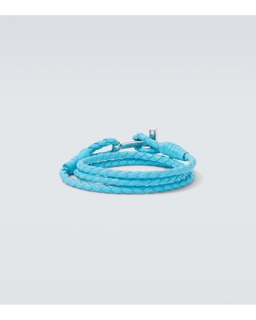 Tom Ford Blue T Braided Leather Bracelet for men