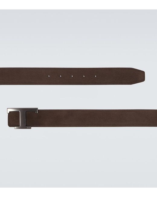 Tod's Brown T Timeless Leather Belt for men