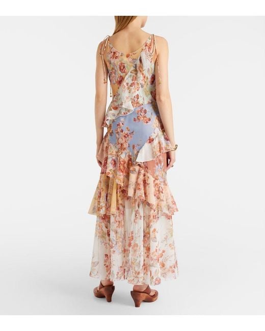 Zimmermann Pink Awaken Floral Cotton And Silk Maxi Dress