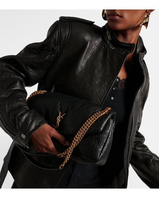 Saint Laurent Black Schultertasche Calypso Medium Aus Leder