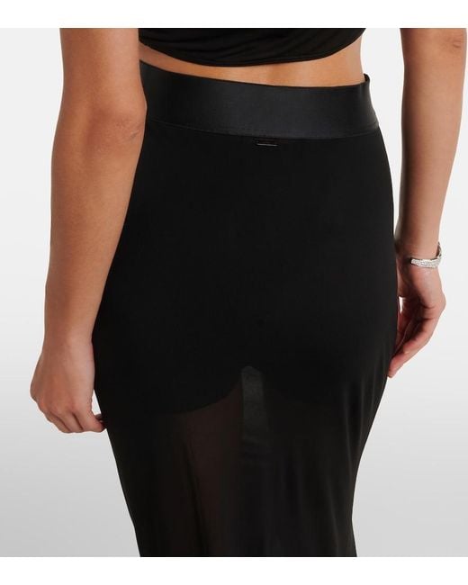 Gucci Black Semi-Sheer Crepe Maxi Skirt