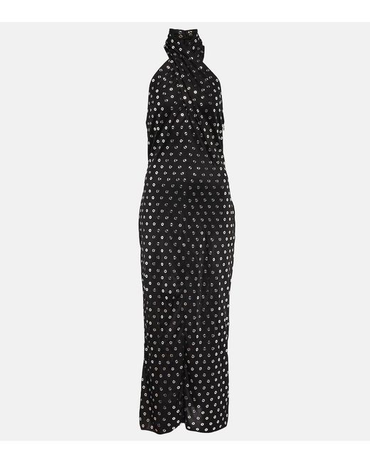 Alaïa Black Embellished Halterneck Midi Dress
