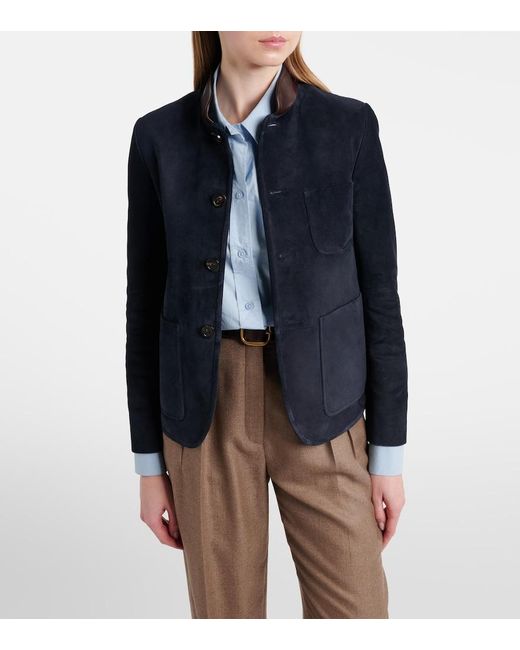 Loro Piana Blue Spagna Mini Suede Jacket