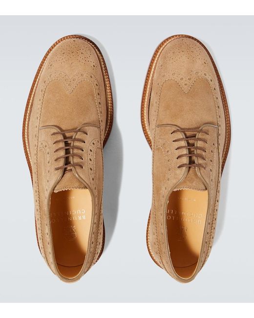 Zapatos brogue de ante Brunello Cucinelli de hombre de color Brown
