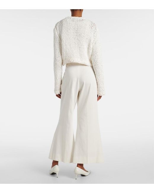 Khaite White Genevieve Open-Knit Cardigan