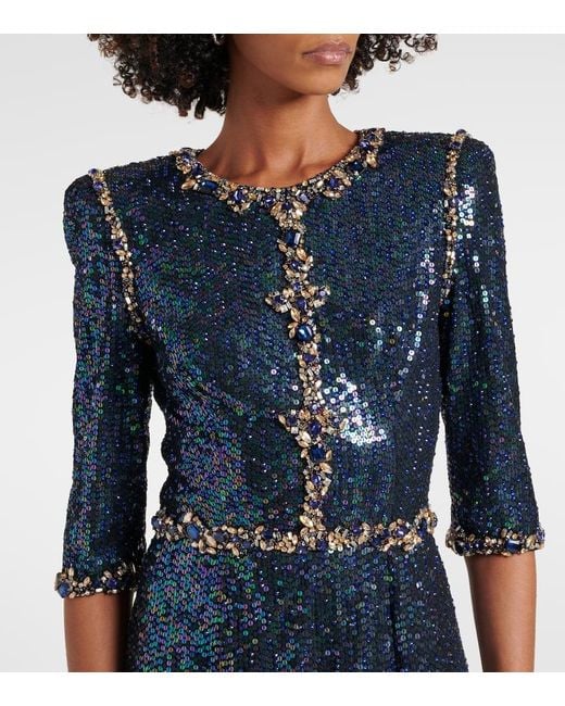 Jenny Packham Blue Verzierte Robe Pretty Thing Mit Pailletten