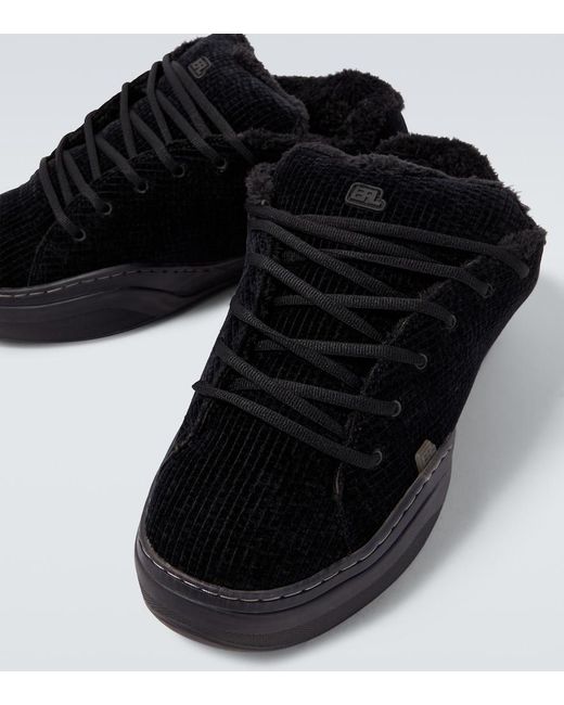 ERL Black Vamp Terry-Lined Corduroy Sneakers for men