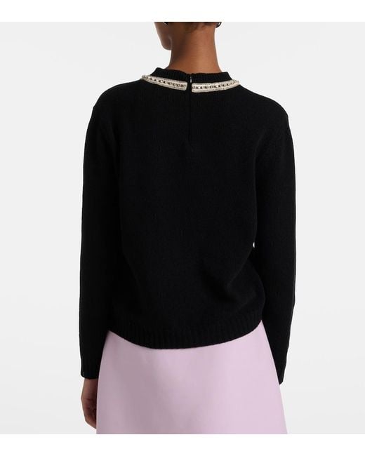 Valentino Black Sequined Virgin Wool Sweater