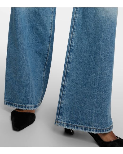 FRAME Blue Le Jane High-rise Wide-leg Jeans