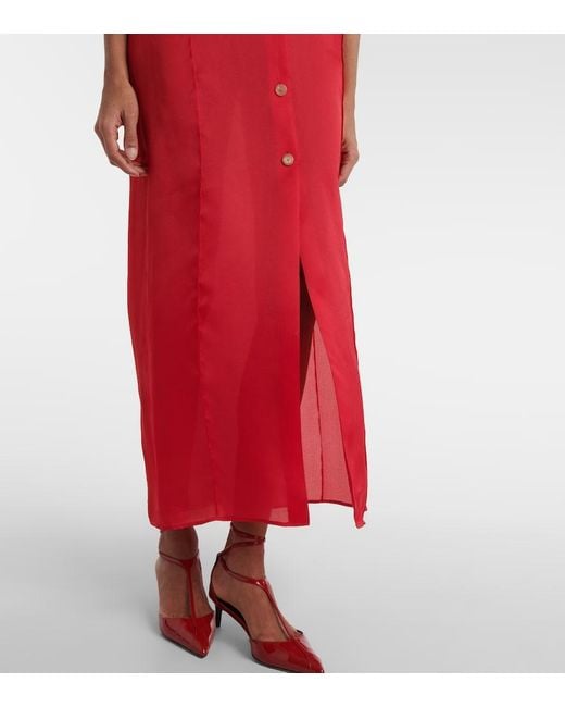 Khaite Red Effy Silk And Cotton Organza Maxi Dress