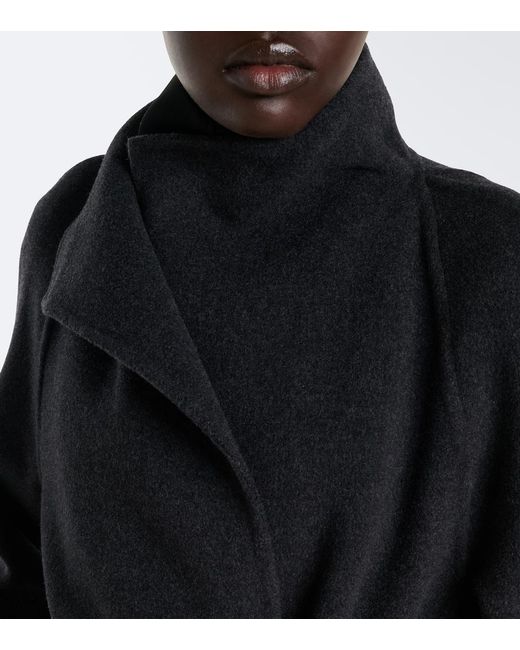 Khaite Black Romare Wool Wrap Coat