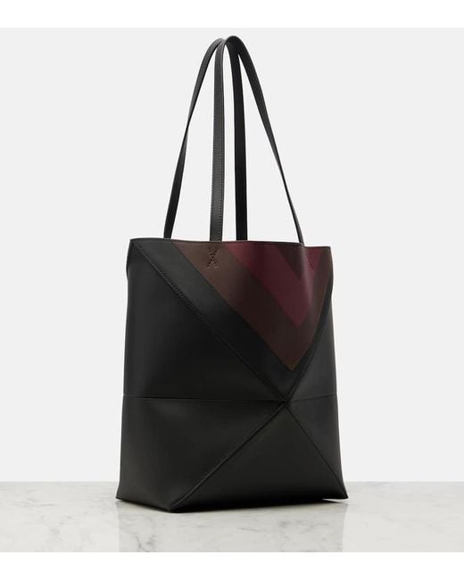 Loewe Black Puzzle Fold Square Medium Leather Tote Bag