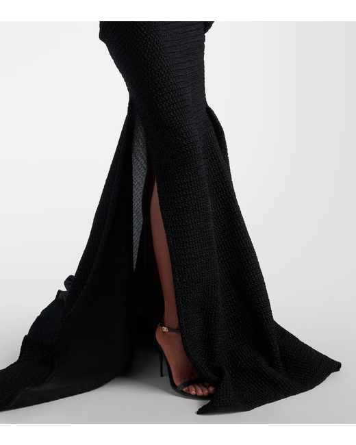 Maticevski Black Lyra Asymmetric Draped Gown