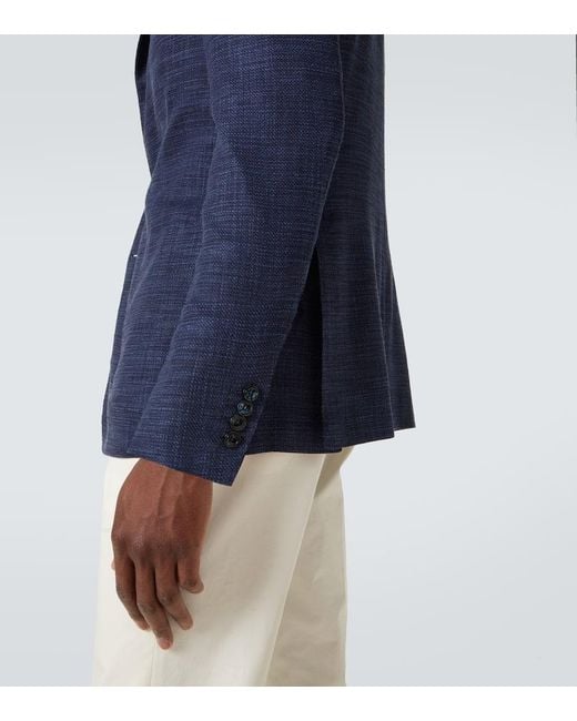 Blazer En Mezcla De Lana, Seda Y Algodon Kiton de hombre de color Blue