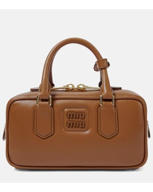 Miu Miu Brown Tote Arcadie Small Aus Leder